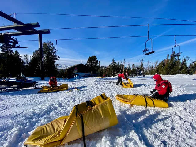 Patrollers and rescue equipment near the lift