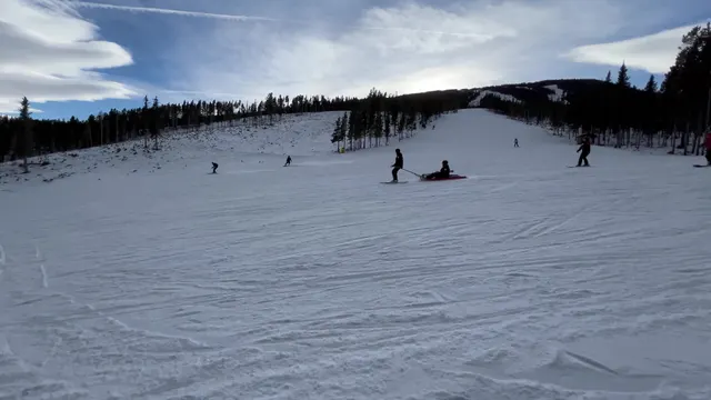 Skiers on a wide snow-covered slope